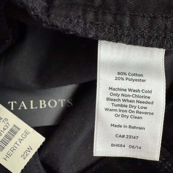 Talbots Heritage Velvet Pants Size 22W Black Cotton Polyester NWT PT-2464 - Picture 10 of 10